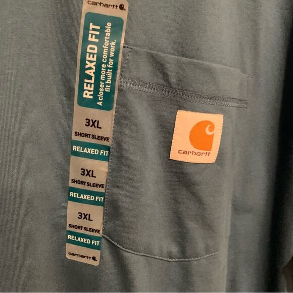 NWT Carhartt Men's Relaxed Fit Large Cotton Short-Sleeve T-Shirt Blue Size 3XL - Picture 4 of 11